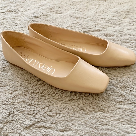 Calvin Klein| Nude Leather Ballerina Flats - Picture 6 of 11